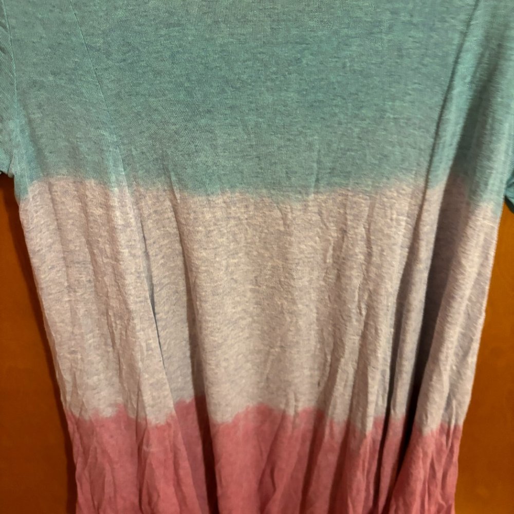 My Story casual Top Blue Gray Pink Stretchy Size Medium - Picture 10 of 12